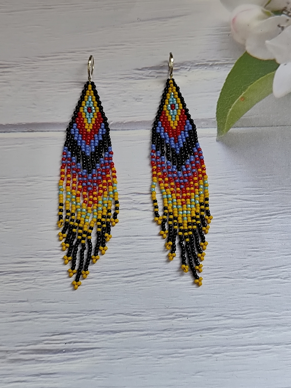 Handmade Multicolor Seed Bead Fringe Earrings